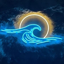 16"x9" Sunset Sunrise Sun Wave Sea LED Neon Sign With Dimmer USB Powered Light B