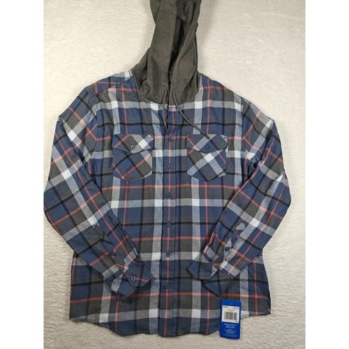 Hurley Langarm-Flanellhemd mit Kapuze und Knopfleiste Diffused Blau Herren Größe Small - Bild 1 von 8