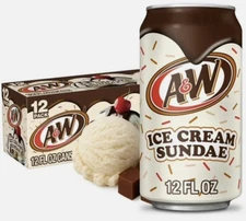 New A&W Ice Cream Sundae Soda 12 cans 12 fl oz Limited Edition Flavor!