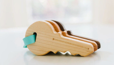 Montessori Wooden Keys Baby Toddler Made in USA Natural Non-Toxic Eco Friendly