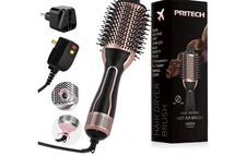 PRITECH Black/Gold Hair Dryer Brush, 4-in-1 Hot Air Volumizer Straight/curly