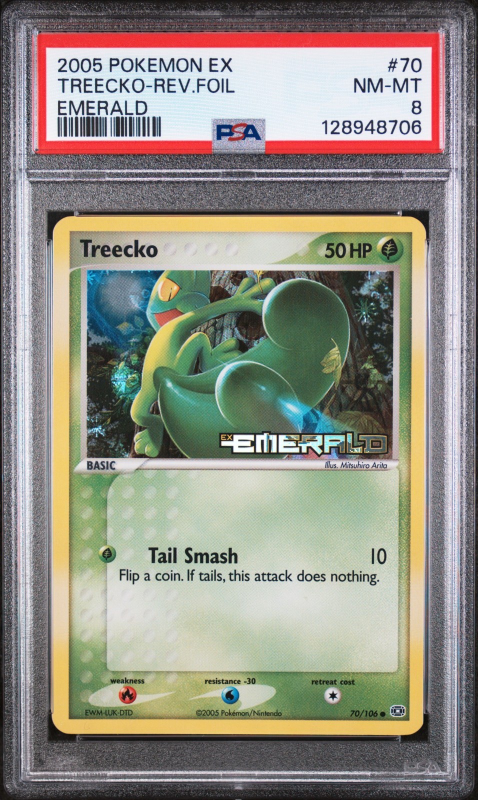 Pokémon EX Emerald Treecko #70/106 Reverse Holo Foil PSA 8 English 2005