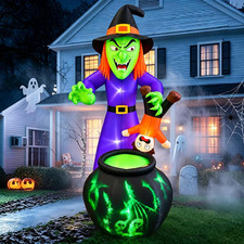 6 ft Halloween Inflatable Witch with Child Outdoor Decoration with Built-In LED