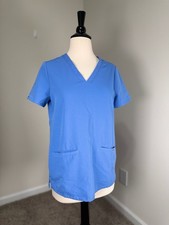 FIGS Technical Collection Scrub Top XS Blue V Neck Short Sleeve Nurses Tech