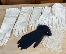 7 Pairs Vintage Ladies Evening Church Gloves Assorted Styles  Fabrics Elegant