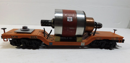 MTH Custom Orange Flatcar 6578 BSX Carrying Bethlehem componente de acero escala O | Condition: Used