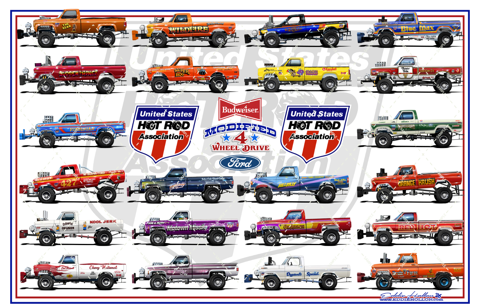 USHRA (SRO) 80's Modified 4WD Truck Pulling Poster-Banner Print-104 | eBay