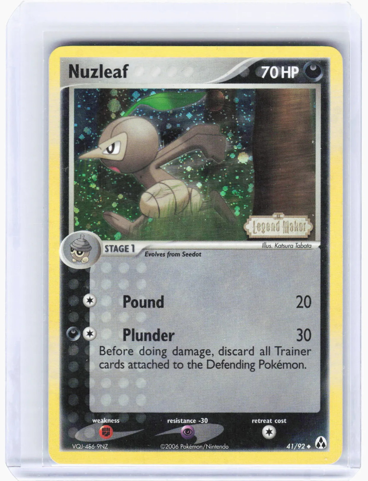 2006 Pokemon—Nuzleaf #41/92 Legend Maker—Uncommon Reverse Holo (Lightly Played)