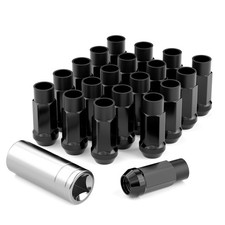 20PCS M12x1.5 Black Lug Nuts Open End Bulge Acorn, 17mm Hex 50mm Height Wheel...