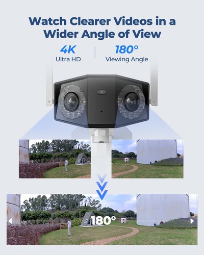 4K WiFi Security Camera with 180° Ultra-Wide Angle, 2.4/5GHz Plug-in Outdoor ... - Picture 2 of 8