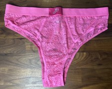 VICTORIA'S SECRET L PINK Lace SHINE RHINESTONE RARE BRAZILIAN PANTIES