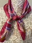 Women’s Square Scarf Striped Satin 45% Silk 55% Polyester Pink Purple Logo — photo 2