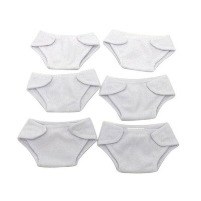 Toy Doll Diapers 6 Pack, Choose Color (White)