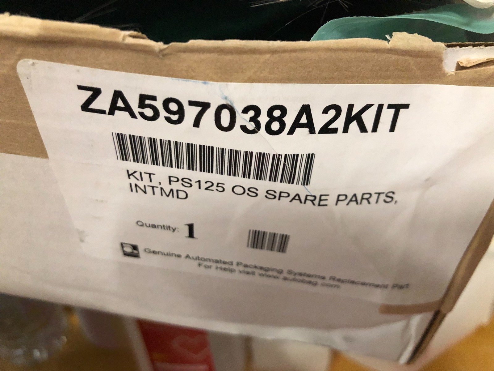 Sealed Air PS125 Autobag replacement parts ZA597038A2KIT INCOMPLETE