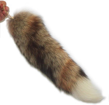 15-16In Authentic Swift Fox Tail Fur Clip on Handbag Accessories Key Chain Ring