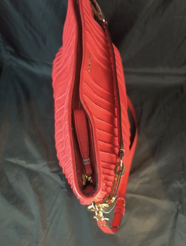 COACH Madison Pintuck Hobo Leather Shoulder Bag Red 27881 Dust Bag 15"X3"X14" - Picture 9 of 13