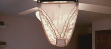 CHRISTIAN DIOR PANTIES sz S-5 CREAM HI-CUT SATIN w-LACE LEG OPENINGS 17-05