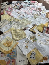 Vintage Hankie Lot 100 Assorted Handkerchiefs Floral, Embroidered, Crochet Lot10