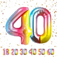 40 Geburtstag Deko Zahlen Luftballon 40 Jahre | Folienballon Regenbogen - FüR