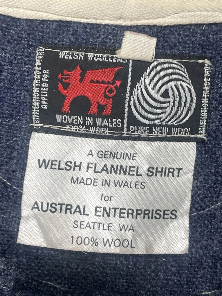 NOS Vintage WELSH WOOLENS Wool Old Fashioned Flannel Work Shirt M Cambrian Mill - Image 4 of 4