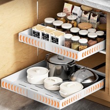 2 Pack Pull Out Cabinet Organizer, No Drill Expandable Width 12"-20" 21" De...