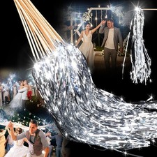 48 Pcs Light up Wedding Wands Sparkler Tinsel Send off Silver  Lighted LED