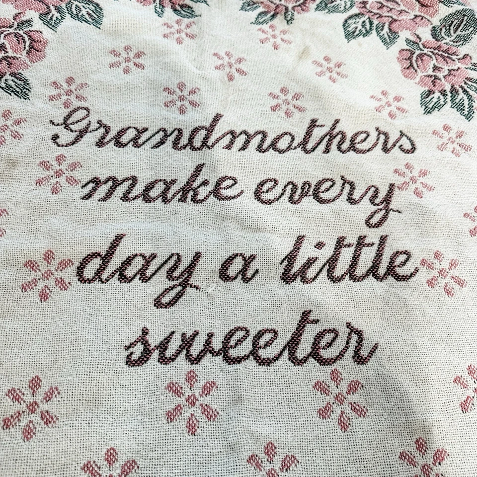 VTG Grandmother Floral Rose Tapestry Throw Blanket 53” x 26”  Country Pink - Image 2 of 4