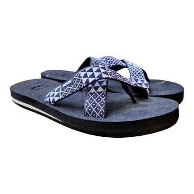 Teva Mush Kalea Sandals Womens US 8 Pasa Black White Crisscross Strap Flip Flop