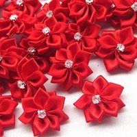 Red 40pcs Ribbon Flowers Bows Rhinestone Wedding Ornament Appliques on sale Red 40pcs Ribbon Flowers Bows Rhinestone Wedding Ornament Appliques on sale