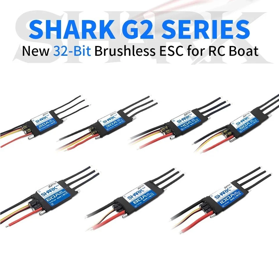 ZTW SHARK G2 ESC Marine RC Boat 20A 30A 40A 50A 60A 80A Brushless Motors LI-PO - Image 2 of 4