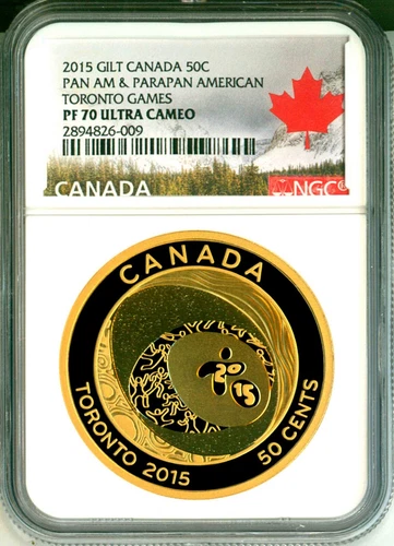 2015 Canada 50c Gilt Pan Am & Parapan American Toronto Games NGC PF70 UC