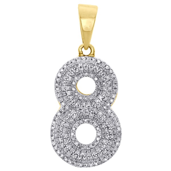 10K Gelbgold Rund Diamant Nummer 8 Bubble AnhäNger Pave Kuppel Charm 0,50 Ct.-image