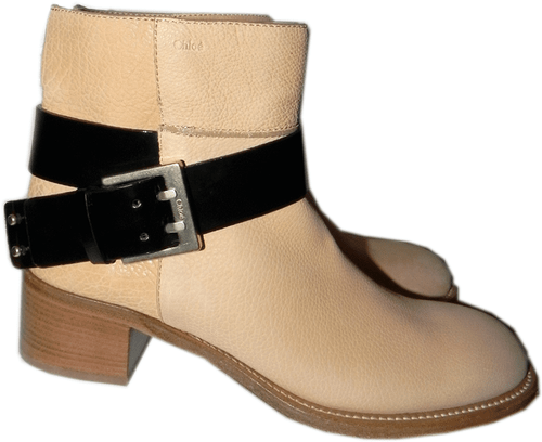 $1150 Chloe Buckle Strap Ankle Boots Riding Motorcycle Biker Booties Sz 6-36.5 - Picture 5 of 8