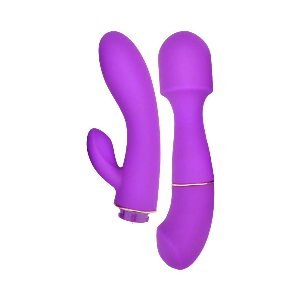 Loving Joy DUA Interchangeable Vibrator G-Spot Clitoral Massager Rabbit Silicone