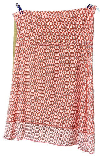 Sophie Max Women’s Skirt Size L Large A Line Orange Leaf Print Stretch Midi Knee