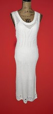 DH New York Womens Cream Ribbed Lined Sleeveless Dress Body Con Party Size M