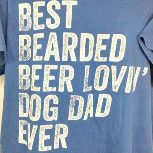 Camiseta Port Company Para Hombre Mejor Cerveza Barbada Lovin Perro Papá Azul Talla XL - Imagen 2 de 5