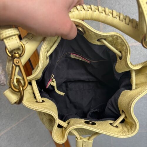 Elliot Luca Yellow Leather Bucket Bag Y2K Crossbody - Picture 11 of 12