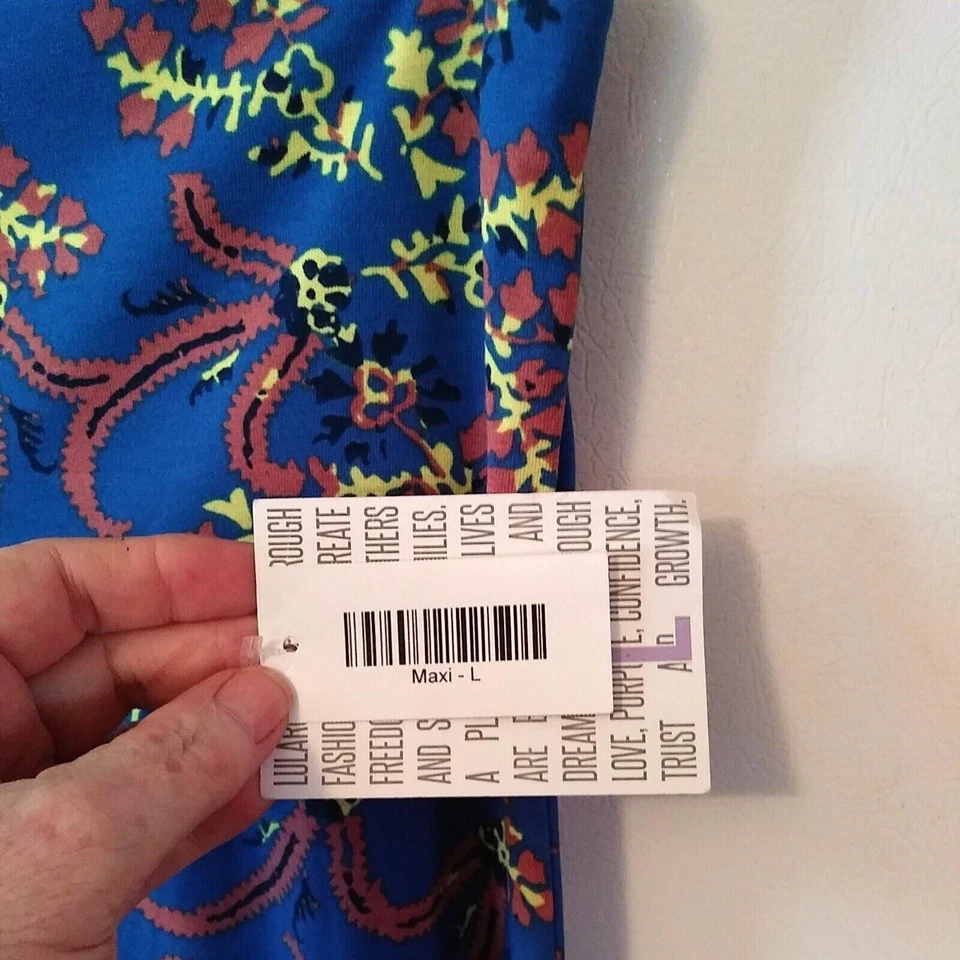 NUEVA FALDA MUJER LULAROE AZUL CON ESTAMPADO FLORAL HI LO MAXI SWING TALLA L NUEVA CON ETIQUETAS Foto 2 de 3