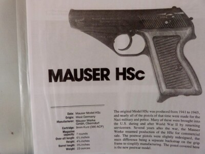 MAUSER HSc HAND GUN BREAK DOWN INSTRUCTION KIT 