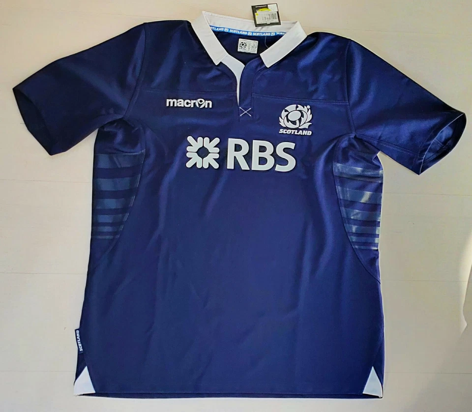6480 MACRON MAILLOT DE MATCH RUGBY ÉCOSSE M13 2013 2014 2015 SCOTLAND HOMME - Photo 1/1