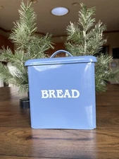 Vintage Enamelware Bread Box Metal Small Tin Farmhouse Country Primitive