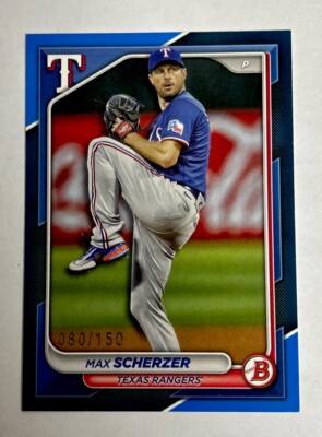 SERIAL NUMBER /150 Max Scherzer 2024 Bowman BLUE Paper #99 Texas Rangers SP NM