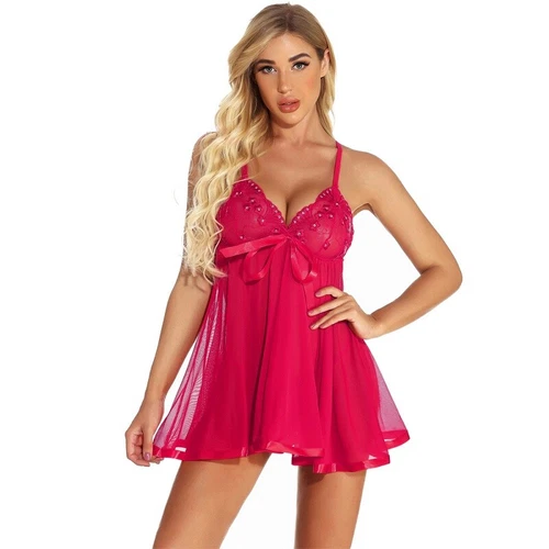 Womens Sexy Lingerie Sleepwear Nightwear Underwear Teddy Babydoll Lace Dress Set - Foto 11 di 69