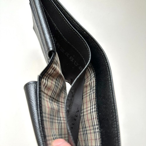 BURBERRY Authentic Leather Bifold Wallet Nova Check Beautiful - Picture 5 of 9