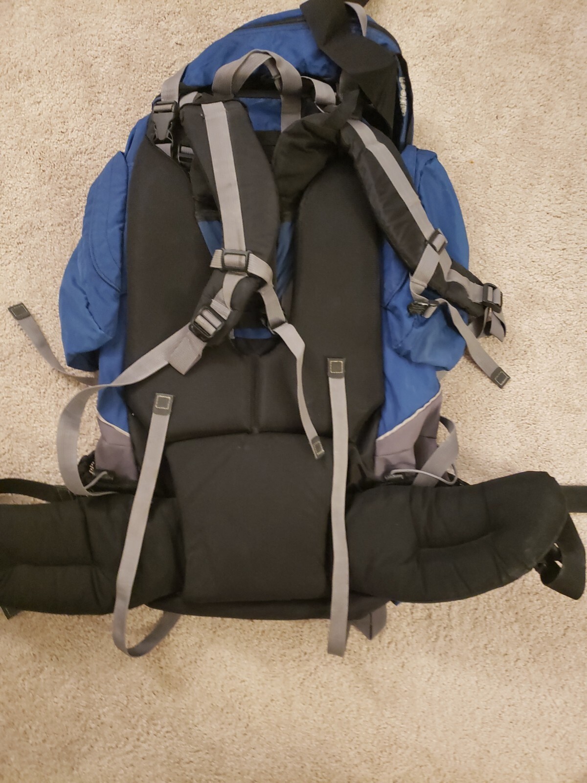 JanSport Internal Frame Backpack Blue Gray Hiking Camping Large eBay