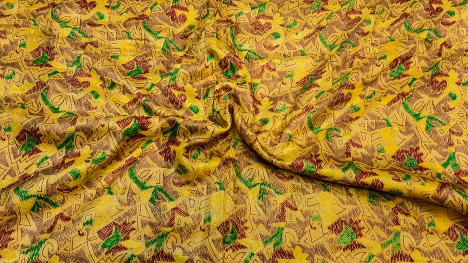 Pure Silk Fabric By The Yard  Making Cloth Collage Vintage Material PSF1479 - Image 4 of 4