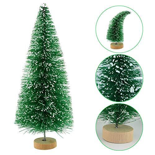 51Pcs Mini Christmas Tree Bottle Brushes with Wooden Base Desk Tabletop Decor - Bild 5 von 7