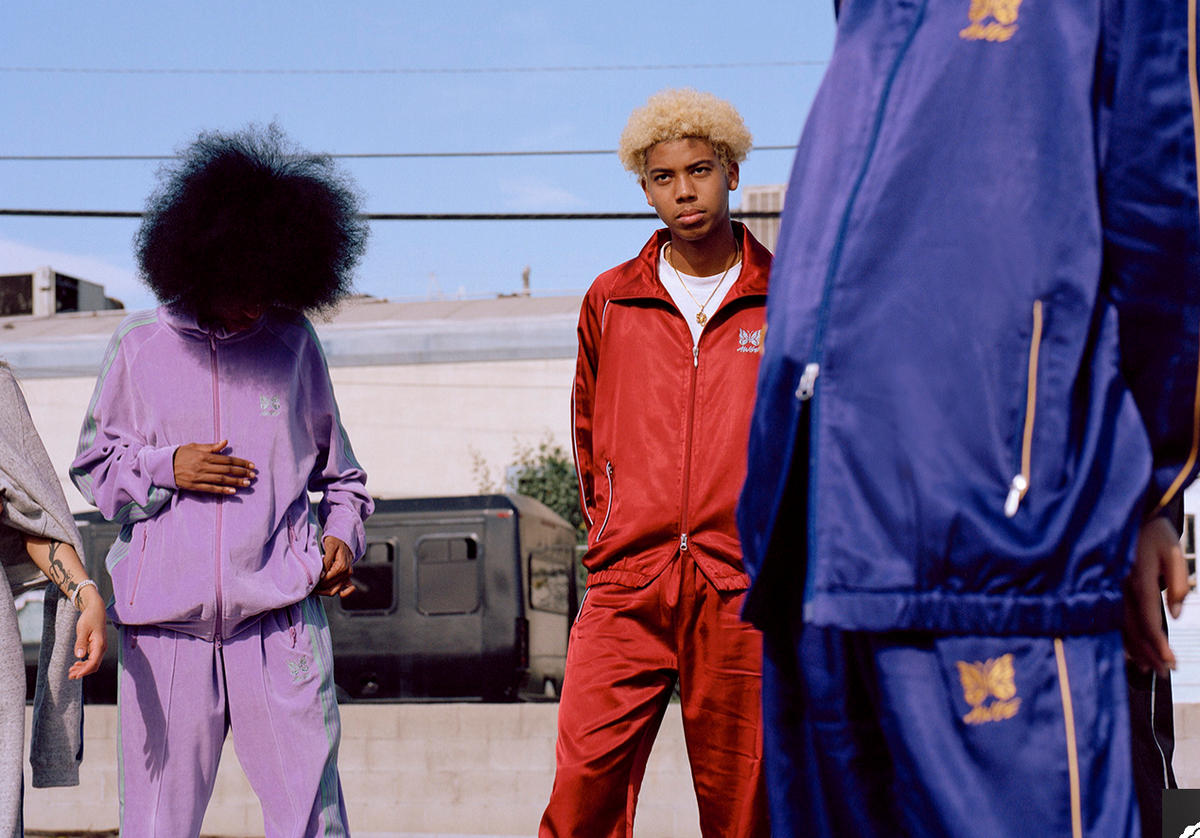 AWGE Needles purple Piping Track Pant ASAP ROCKY 19ss brand AWGE Needles purple Piping Track Pant ASAP ROCKY 19ss brand