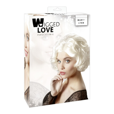 Wigged Love Perücke „Mary-Lynn“ | Platinblonde Locken, Ca. 28 Cm, Aus Modacryl & PVC – Marilyn Monroe Style